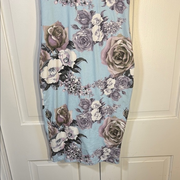 NWOT Joe & Elle Blue and Purple Bodycon Cap Sleeve Midi Dress Soft & Comfortable - Picture 5 of 8